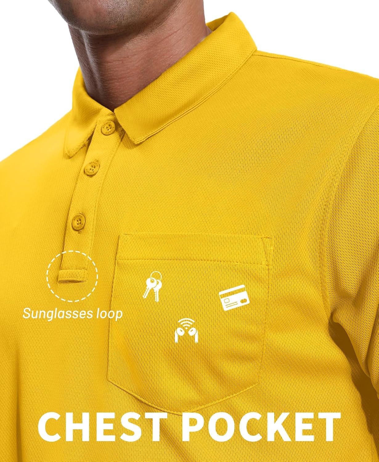 image:imageZITY Mens Polo Shirts with Pocket Short Sleeve MoistureWicking TshirtYellow