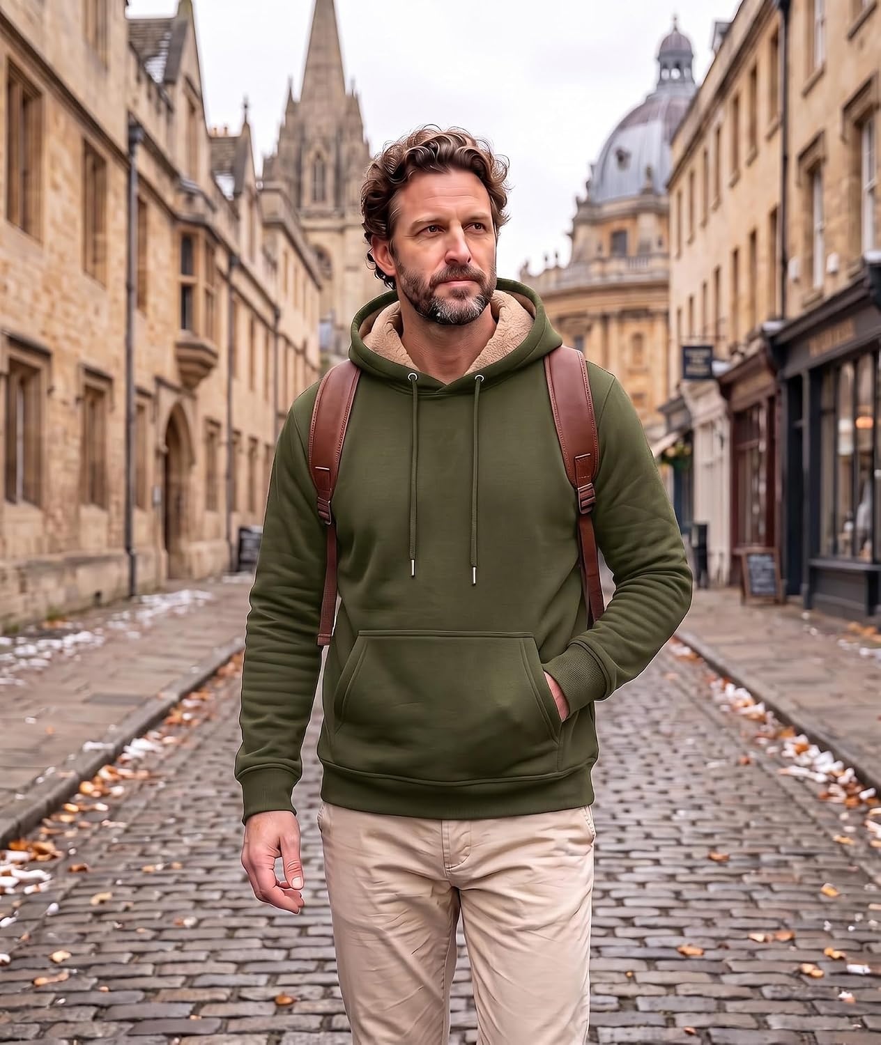 image:imageZITY Mens Sherpa Lined Hoodie Sweatshirts Heavy Winter Fleece PulloverArmy Green