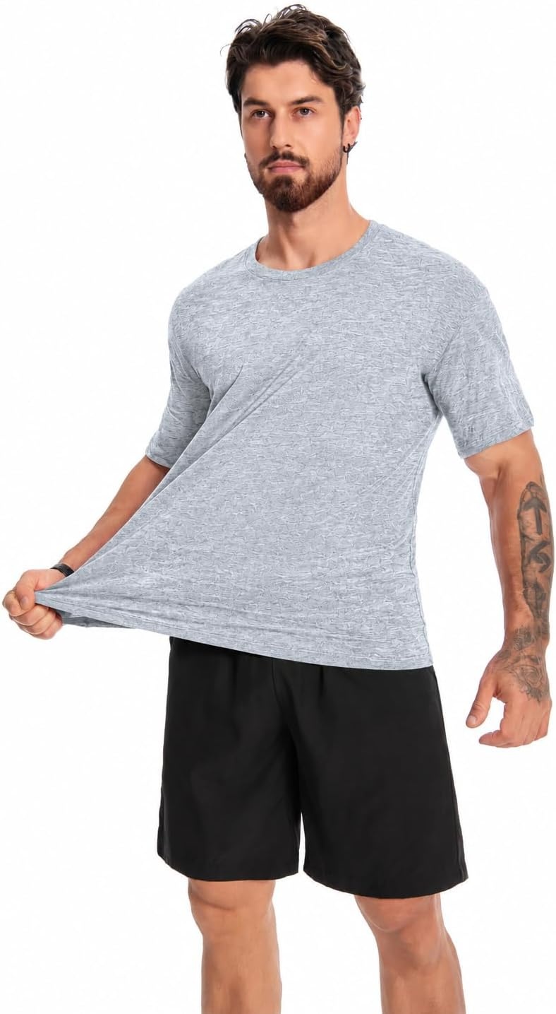 image:imageZITY Mens TShirts Cotton Crew Neck T Shirts for Men Short Sleeve Basic Undershirts Soft Casual Breathable Summer TeesLight Grey