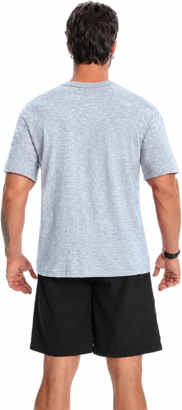 image:imageZITY Mens TShirts Cotton Crew Neck T Shirts for Men Short Sleeve Basic Undershirts Soft Casual Breathable Summer TeesLight Grey