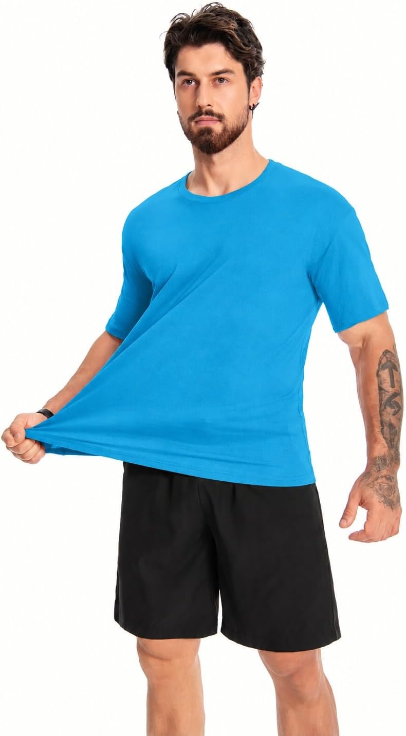 image:imageZITY Mens TShirts Cotton Crew Neck T Shirts for Men Short Sleeve Basic Undershirts Soft Casual Breathable Summer TeesSky Blue