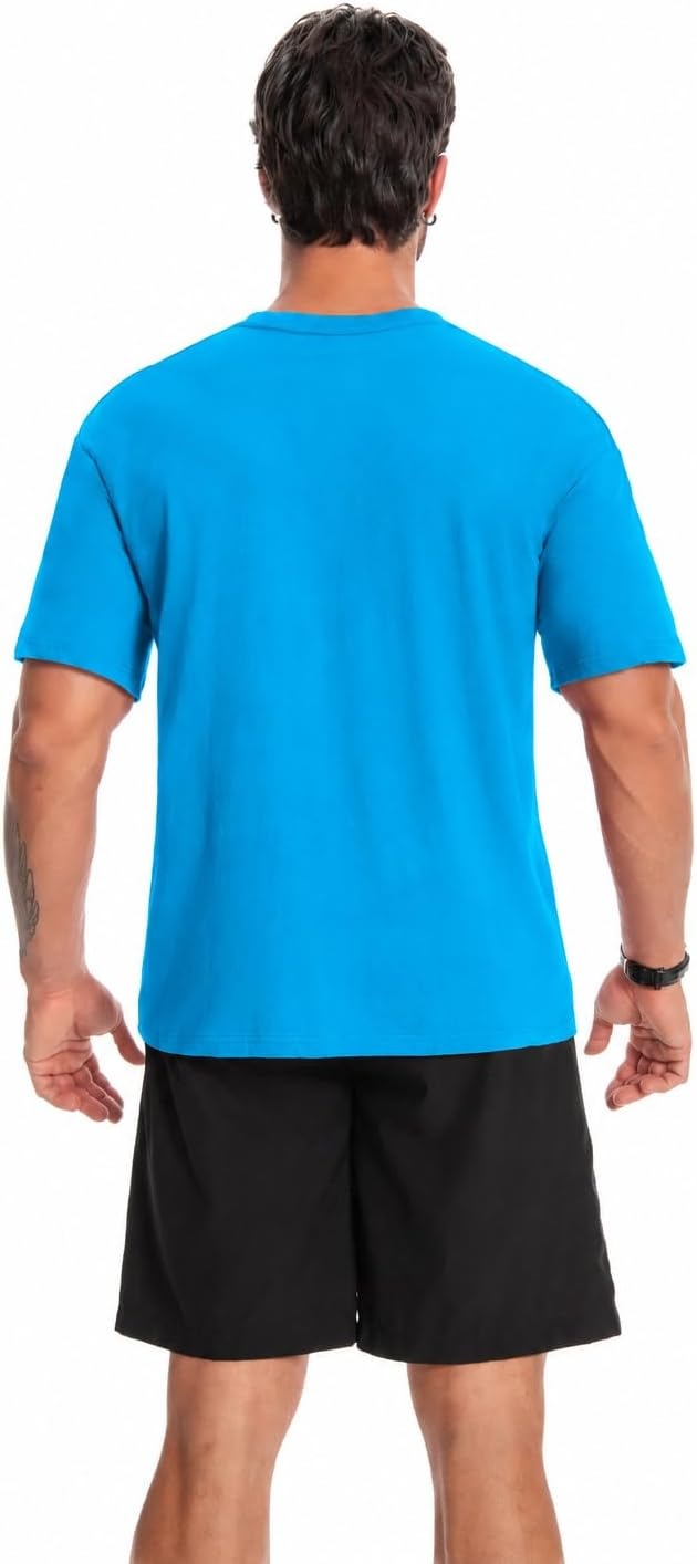image:imageZITY Mens TShirts Cotton Crew Neck T Shirts for Men Short Sleeve Basic Undershirts Soft Casual Breathable Summer TeesSky Blue