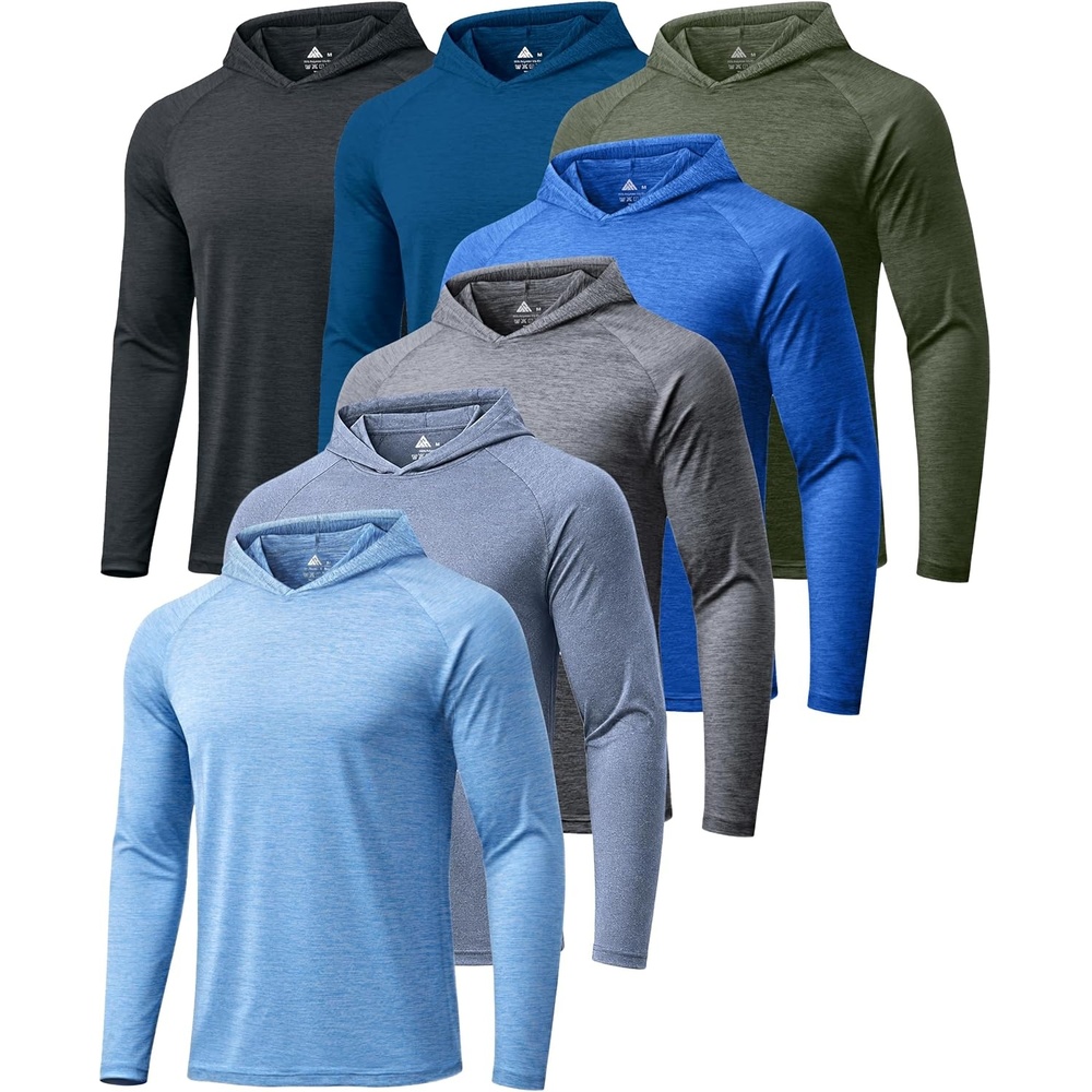 image:image57 Pack Mens Sun Hoodie Lightweight Workout Pollover Athletic Shirts7 Pack Heather Sky Bluedusty Blueroyal Bluenavy Bluelight Grayarmy Greenblack