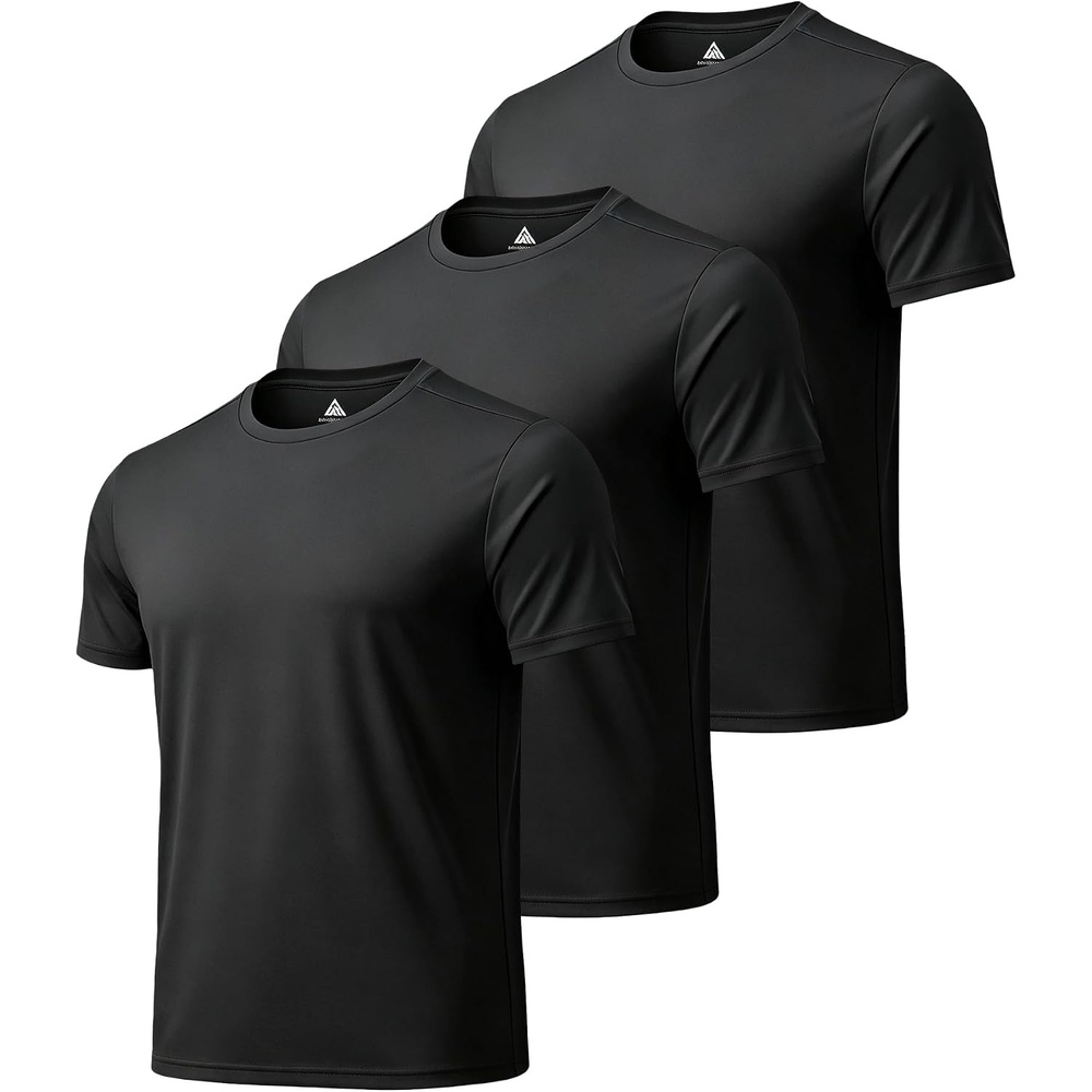 image:imageZITY 3 Pack T Shirts for Men UPF 50 Workout Shirt Fast Dry Moisture Wicking Athletic TShirts for Running Gym Swim3pcs Black