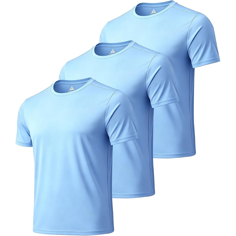 image:imageZITY 3 Pack T Shirts for Men UPF 50 Workout Shirt Fast Dry Moisture Wicking Athletic TShirts for Running Gym Swim3pcs Light Blue