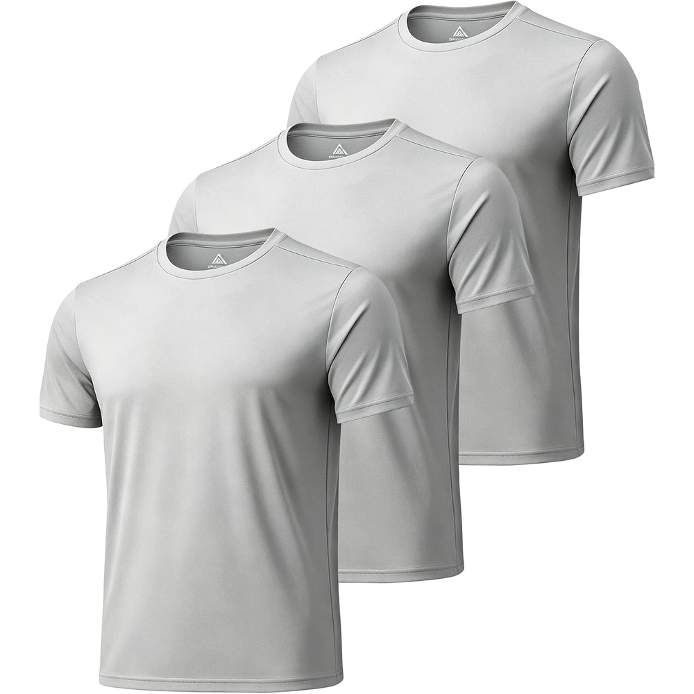 image:imageZITY 3 Pack T Shirts for Men UPF 50 Workout Shirt Fast Dry Moisture Wicking Athletic TShirts for Running Gym Swim3pcs Light Grey