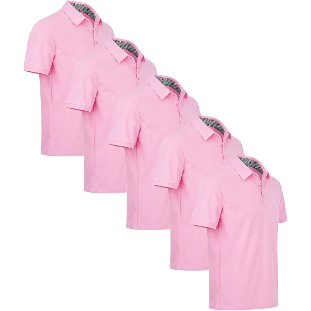 image:imageZITY 5 Pack Mens Polo Shirt Short Sleeve Moisture Wicking Golf TShirtPale Rose
