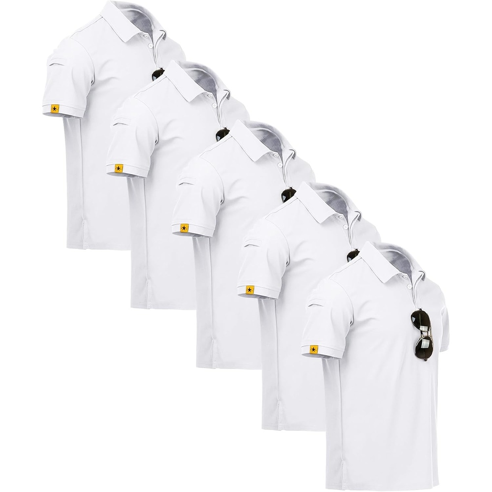 image:imageZITY 5 Pack Mens Polo Shirt Short Sleeve Moisture Wicking Golf TShirtWhite