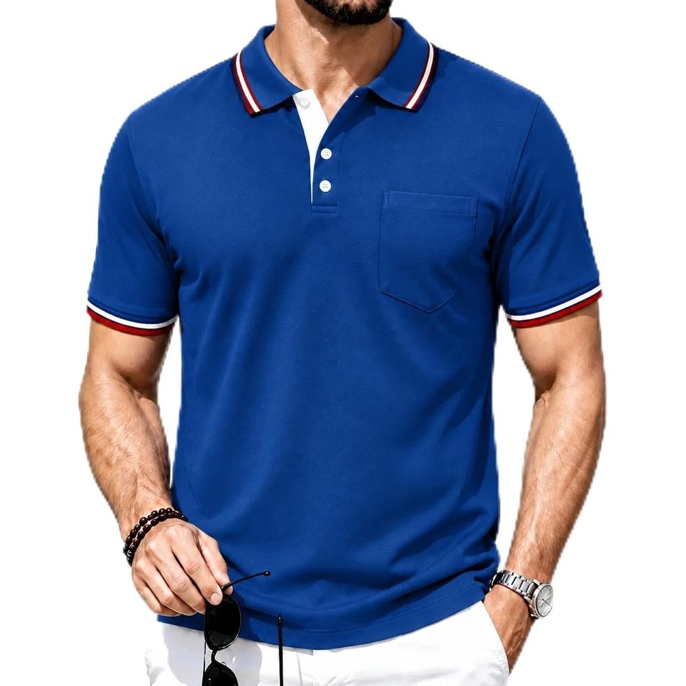 image:imageZITY Men Polo Shirts Short Sleeve Athletic Golf Polos with PocketOne Blue