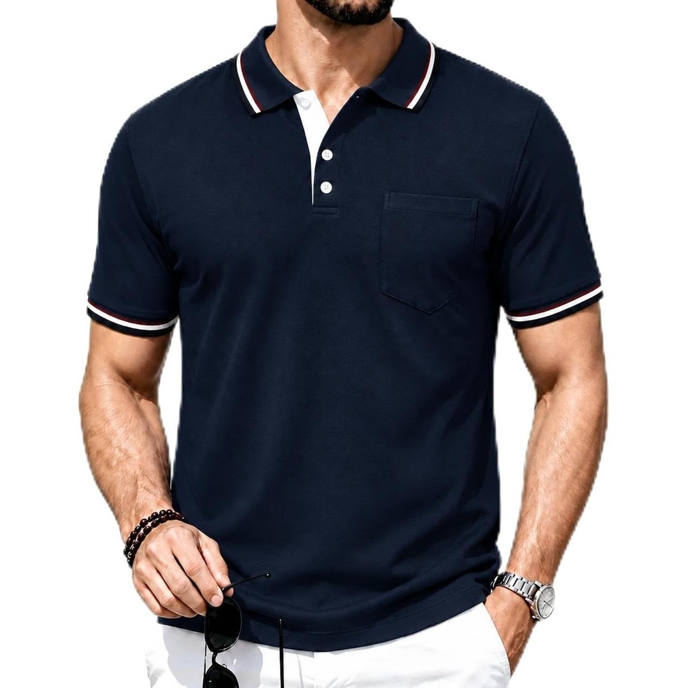 image:imageZITY Men Polo Shirts Short Sleeve Athletic Golf Polos with PocketOne Navy