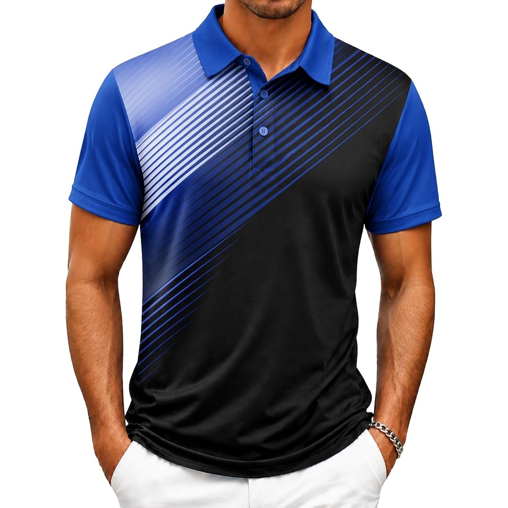 image:imageZITY Mens Golf Shirt Short Sleeve Athletic Casual Work Collared Polo TshirtDeep Blue