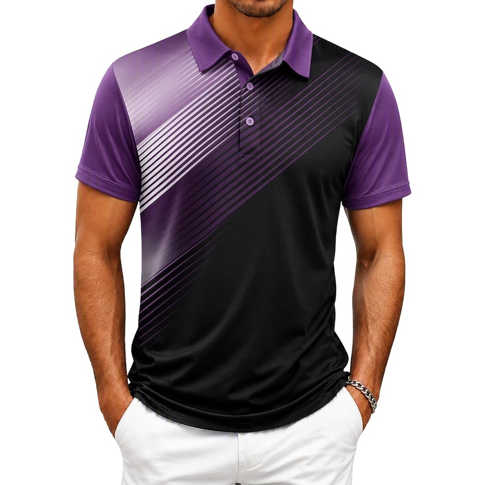image:imageZITY Mens Golf Shirt Short Sleeve Athletic Casual Work Collared Polo TshirtDeep Purple