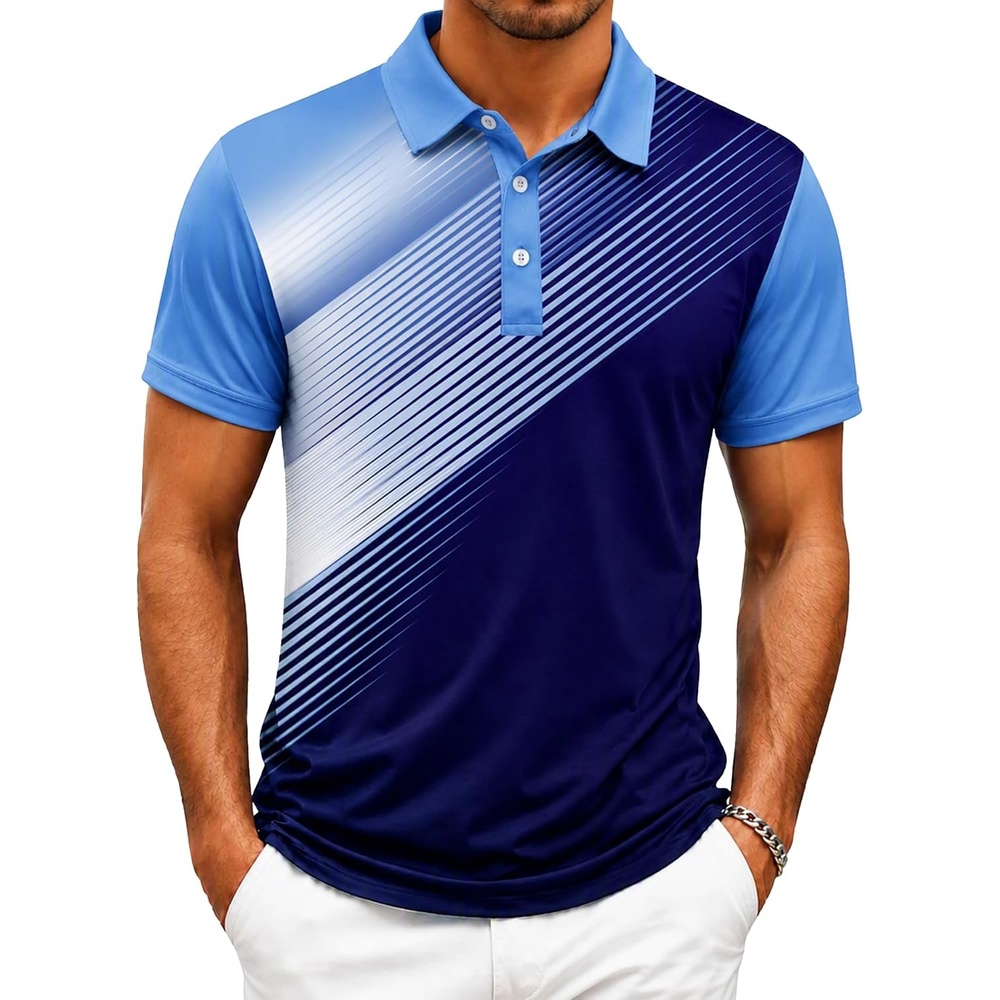 image:imageZITY Mens Golf Shirt Short Sleeve Athletic Casual Work Collared Polo TshirtSapphire Blue