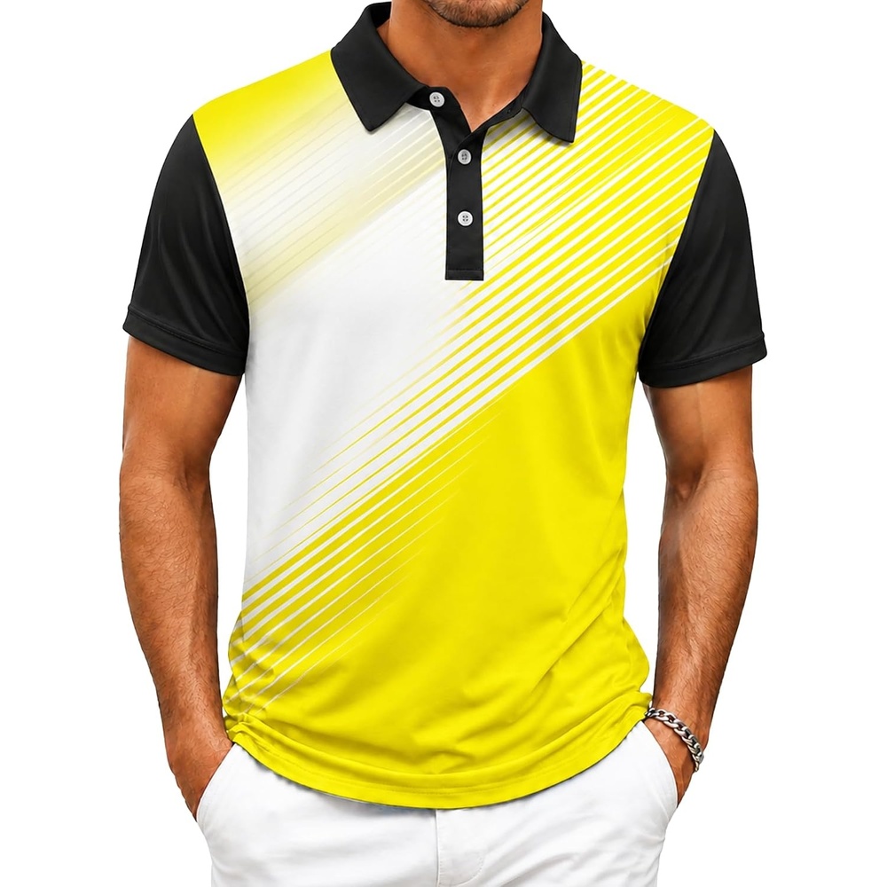 image:imageZITY Mens Golf Shirt Short Sleeve Athletic Casual Work Collared Polo TshirtYellow