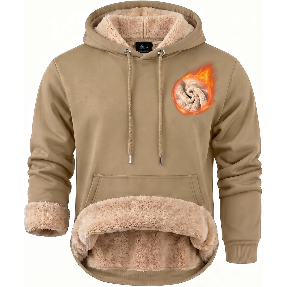 image:imageZITY Mens Sherpa Lined Hoodie Sweatshirts Heavy Winter Fleece PulloverLight Brown