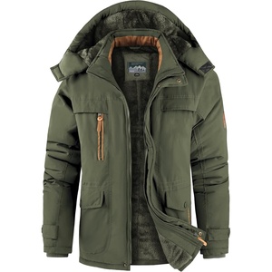 Mens Winter Jacket Hooded Fleece Lined Windproof Parka Coats with Pockets(Army Green)