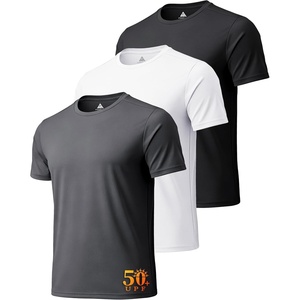 ZITY 3 Pack T Shirts for Men UPF 50+ Workout Shirt Fast Dry Moisture Wicking Athletic T-Shirts for Running Gym Swim(3 Pack-white / Dark Gray / Black)