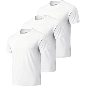 ZITY 3 Pack T Shirts for Men UPF 50+ Workout Shirt Fast Dry Moisture Wicking Athletic T-Shirts for Running Gym Swim(3pcs White)