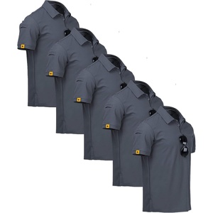 ZITY 5 Pack Mens Polo Shirt Short Sleeve Moisture Wicking Golf T-Shirt(Pure Grey)
