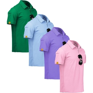 ZITY Golf Polo Shirts for Men Moisture Wicking Short Sleeve Athletic Tshirt(Grass Moon Pin Purple)