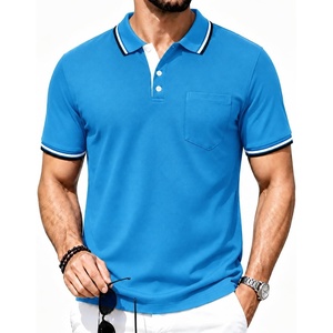 ZITY Men Polo Shirts Short Sleeve Athletic Golf Polos with Pocket(One Bluegreen)