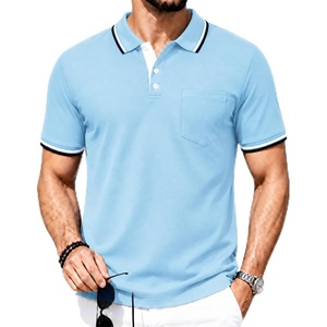 ZITY Men Polo Shirts Short Sleeve Athletic Golf Polos with Pocket(One Sky Blue)