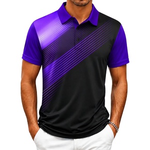 ZITY Mens Golf Shirt Short Sleeve Athletic Casual Work Collared Polo Tshirt(Black Violet)