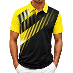 ZITY Mens Golf Shirt Short Sleeve Athletic Casual Work Collared Polo Tshirt(Black Yellow)