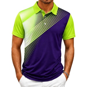 ZITY Mens Golf Shirt Short Sleeve Athletic Casual Work Collared Polo Tshirt(Green White Blue)