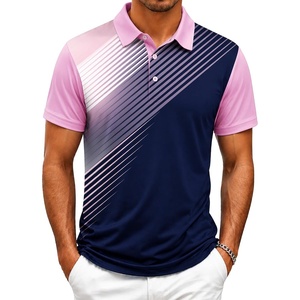 ZITY Mens Golf Shirt Short Sleeve Athletic Casual Work Collared Polo Tshirt(Pink Blue)