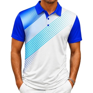 ZITY Mens Golf Shirt Short Sleeve Athletic Casual Work Collared Polo Tshirt(White Blue Cyan)