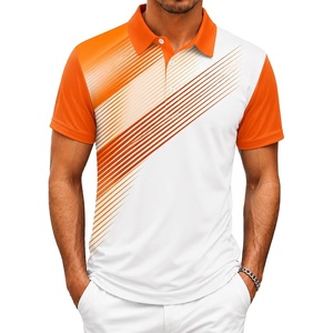 ZITY Mens Golf Shirt Short Sleeve Athletic Casual Work Collared Polo Tshirt(White Orange)