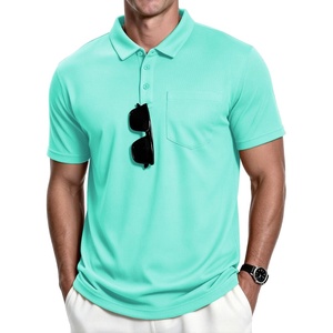 ZITY Men’s Polo Shirts with Pocket Short Sleeve Moisture-Wicking Tshirt(Green Blue)