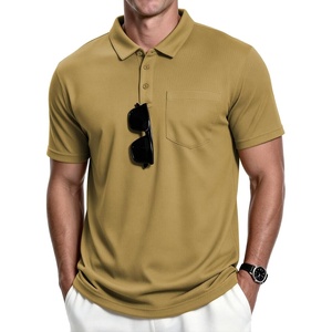 ZITY Men’s Polo Shirts with Pocket Short Sleeve Moisture-Wicking Tshirt(Khaki)