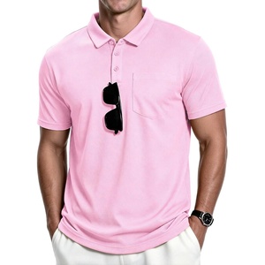 ZITY Men’s Polo Shirts with Pocket Short Sleeve Moisture-Wicking Tshirt(Pink)