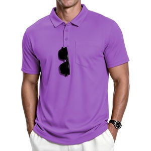 ZITY Men’s Polo Shirts with Pocket Short Sleeve Moisture-Wicking Tshirt(Violet)