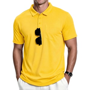 ZITY Men’s Polo Shirts with Pocket Short Sleeve Moisture-Wicking Tshirt(Yellow)