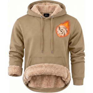 ZITY Men’s Sherpa Lined Hoodie Sweatshirts Heavy Winter Fleece Pullover(Light Brown)