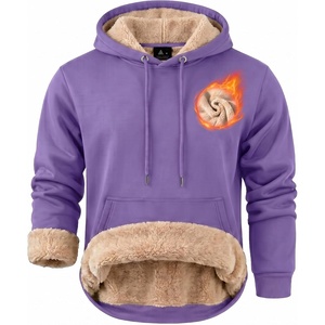 ZITY Men’s Sherpa Lined Hoodie Sweatshirts Heavy Winter Fleece Pullover(Purple)