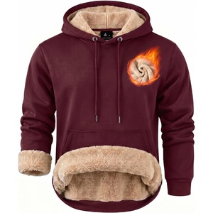 ZITY Men’s Sherpa Lined Hoodie Sweatshirts Heavy Winter Fleece Pullover(Wine Red)